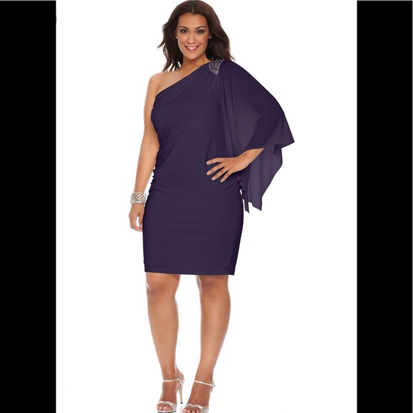 R&M Richards Dresses & Skirts - R&M Richards Plus Size One-Shoulder Beaded Dress